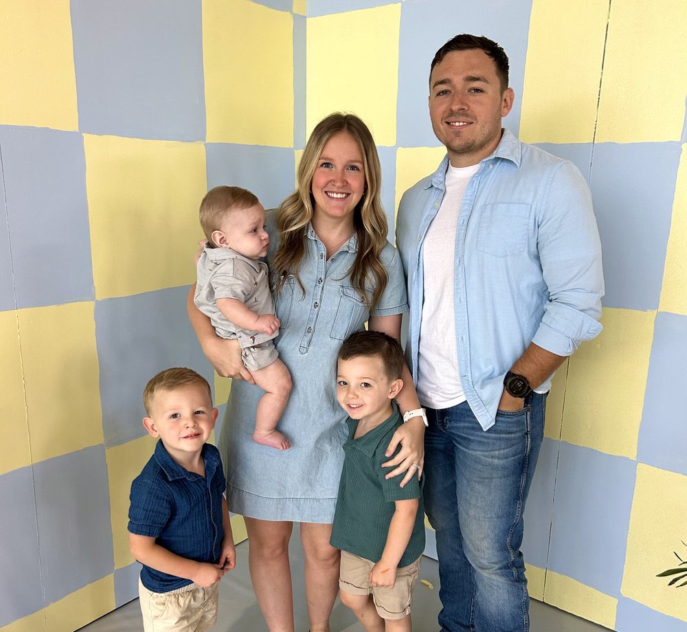 Hayden and Sierra Nester, owners of Good Times Event Rentals, with their three sons